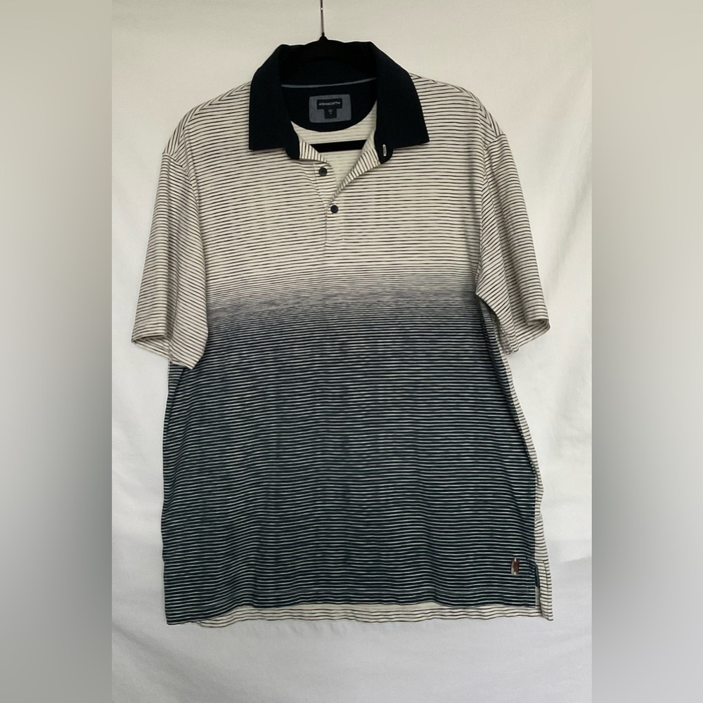 Ashworth Black and White Polo Shirt with Gradient Effect